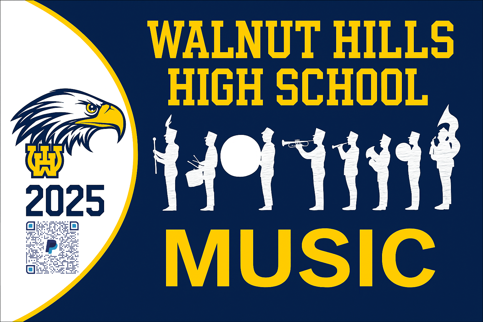 Walnut Hills High School Music 2025 artwork featuring marching musicians